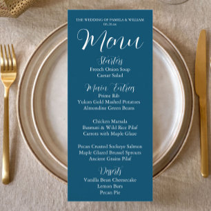 Menu Turquoise Bleu Simple Style Dîner Mariage