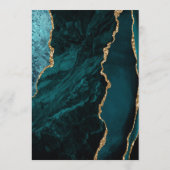 Menu Turquoise Blue Agate Gold Modern Script Mariage (Dos)