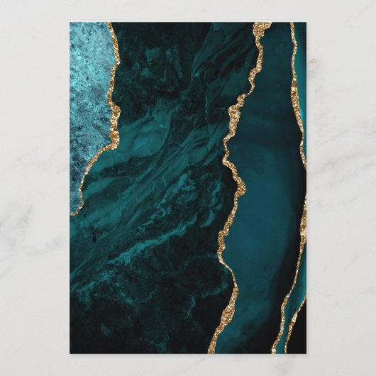 Menu Turquoise Blue Agate Gold Modern Script Mariage (Dos)