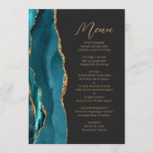 Menu Turquoise Blue Agate Gold Modern Script Mariage (Devant)