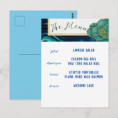 Menu turquoise & Blue Floral Agate (Devant / Derrière)