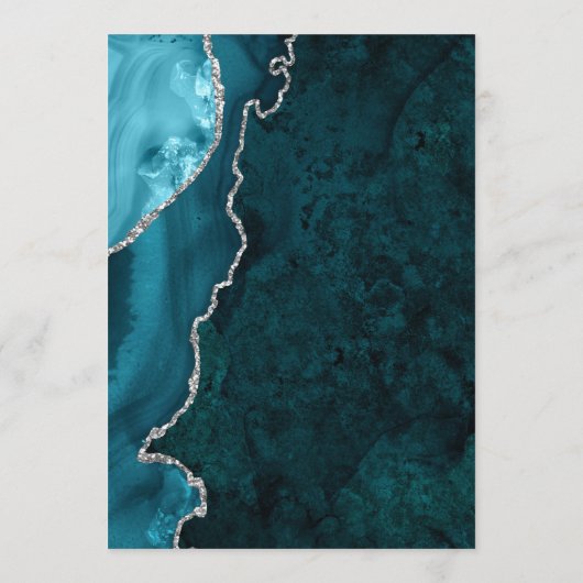 Menu Turquoise Blue Silver Agate Modern Script Mariage (Dos)