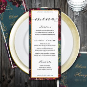 Menu Turquoise Bordeaux Jewel Tones Mariage