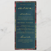 Menu Turquoise Bordeaux Jewel Tones Mariage Or (Devant)
