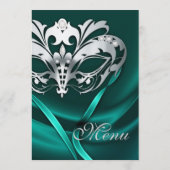 Menu turquoise de mariage de bijou de mascarade (Dos)