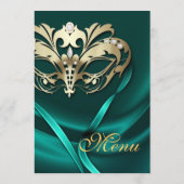 Menu turquoise de mariage de bijou de mascarade (Dos)