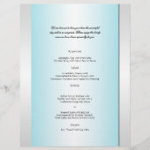 Menu turquoise et blanc Zebra Diamond Mariage (Devant)