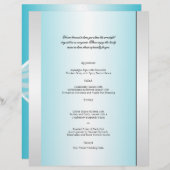 Menu turquoise et blanc Zebra Diamond Mariage (Devant / Derrière)