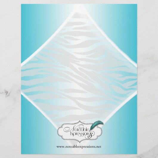 Menu turquoise et blanc Zebra Diamond Mariage (Dos)