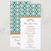 Menu turquoise et Gold marocain (Devant / Derrière)
