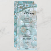Menu turquoise Floral Blanc (Devant / Derrière)