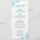 Menu Turquoise Floral Letterpress Style Mariage (Devant)