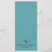 Menu turquoise Floral Watercolor Mariage (Dos)