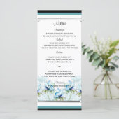 Menu turquoise Floral Watercolor Mariage (Debout devant)