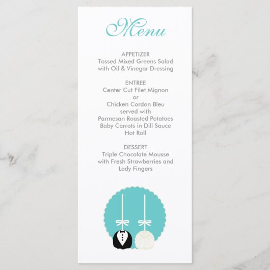 Menu turquoise Pop Mariage (Devant)