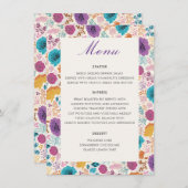 Menu Turquoise Purple Jaune Fleurs de prairie de printe (Devant / Derrière)