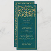 Menu Turquoise Royal Médiéval Épée Mariage plat (Devant / Derrière)