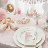 Menu Tutu Ballerina Ballet Dancer Girl Birthday
