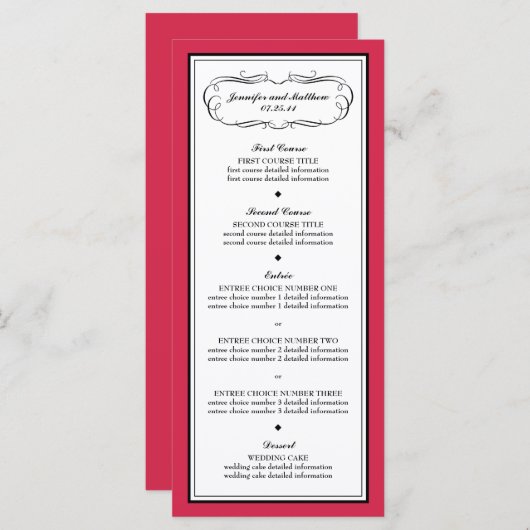 Menu Tuxedo en rouge classique (Devant / Derrière)