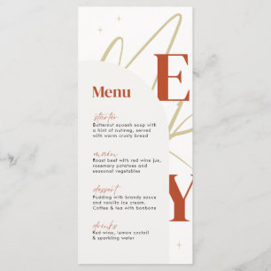 Menu Typo de Noël Rouge Or Souper de fête