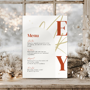 Menu Typo Or Rouge Joyeux Noël Dîner de fête