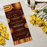 Menu Typographie audacieuse de Retro 70's Rainbow Arch<br><div class="desc">Faites de votre dîner une expérience mariage grâce à notre menu de réception de mariage "Retro 70's Bold Typography Rainbow Arch", conçu pour compléter le style et la personnalité uniques de votre journée spéciale. Avec des couleurs vives, une typographie audacieuse et une touche de les années 70 avec des arcades...</div>