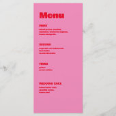 Menu Typographie audacieuse, mariage rose et rouge (Devant)