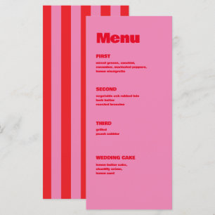 Menu Typographie audacieuse, mariage rose et rouge