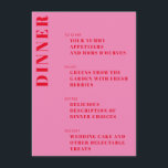Menu Typographie audacieuse rose vif et rouge Mariage m<br><div class="desc">Typographie en gras Menu Mariage rose et rouge moderne</div>