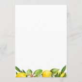 Menu Typographie chic Aquarelle Citron Mariage (Dos)