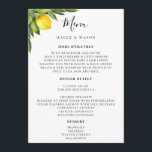Menu Typographie chic Aquarelle rustique Citron<br><div class="desc">Design de typographie chic avec citrons et feuilles d'aquarelle rustique,  carte menu avec script. Le dos de la carte de menu est assorti à l'arrangement citron et feuille.</div>