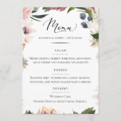 Menu Typographie chic Blush Plum Floral Mariage (Devant)