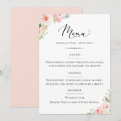 Menu Typographie chic Blush rose Mariage floral (Devant / Derrière)