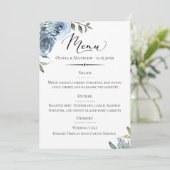 Menu Typographie chic Dusty Blue Botanical Mariage (Debout devant)
