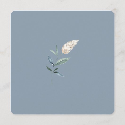 Menu Typographie chic Dusty Blue Botanical Mariage (Dos)