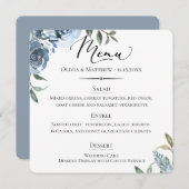 Menu Typographie chic Dusty Blue Botanical Mariage (Devant / Derrière)
