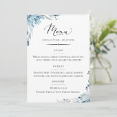Menu Typographie chic Dusty Blue Floral Mariage (Debout devant)