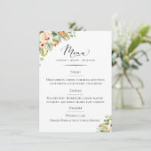 Menu Typographie chic Peach Floral Mariage (Debout devant)