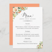 Menu Typographie chic Peach Floral Mariage (Devant / Derrière)