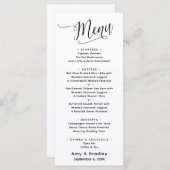 Menu Typographie de script élégante Simple Blanc (Devant / Derrière)