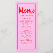 Menu Typographie d'écriture manuscrite rouge rose Retro (Devant)