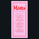 Menu Typographie d'écriture manuscrite rouge rose Retro<br><div class="desc">Typographie d'écriture manuscrite rouge rose Retro Mariage Menu</div>