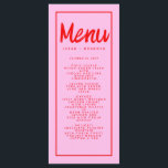 Menu Typographie d'écriture manuscrite rouge rose Retro<br><div class="desc">Typographie d'écriture manuscrite rouge rose Retro Mariage Menu</div>