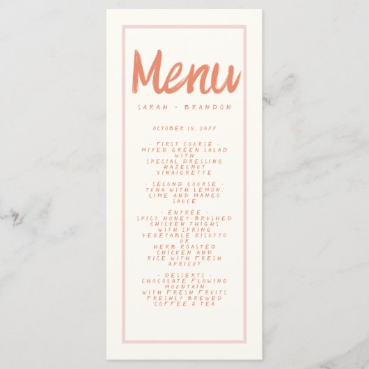 Menu Typographie d'écriture manuscrite rouge rose Retro (Devant)