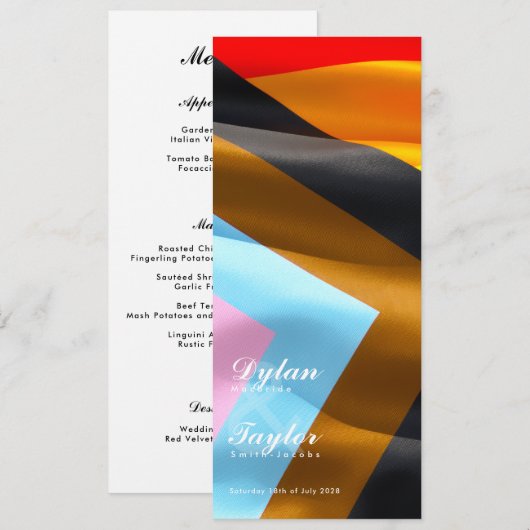 Menu Typographie du drapeau de la fierté Mariage Dîner (Devant / Derrière)