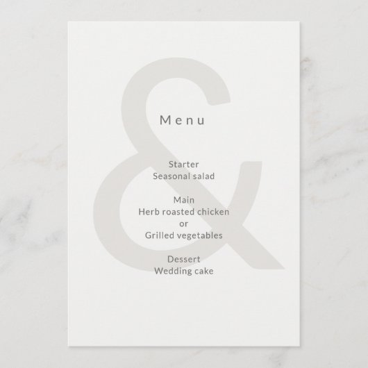 Menu Typographie éditoriale Mariage (Devant)