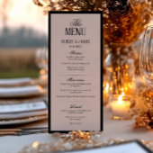 Menu Typographie Élégante Mariage Moderne Noir & Blanc