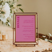 Menu Typographie en gras rose vif et rouge Mariage simp