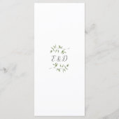 Menu Typographie florale de verdure Monogramme Mariage (Dos)