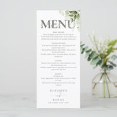 Menu Typographie florale de verdure Monogramme Mariage (Debout devant)